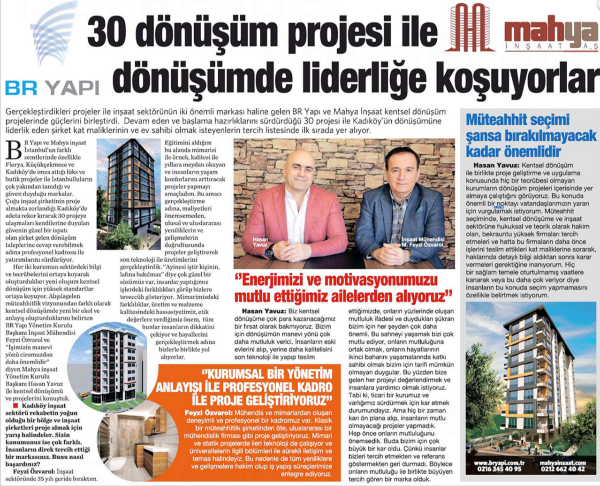 Mahya İnşaat, 30 kentsel dönüşüm projesiyle liderliğe koşuyor